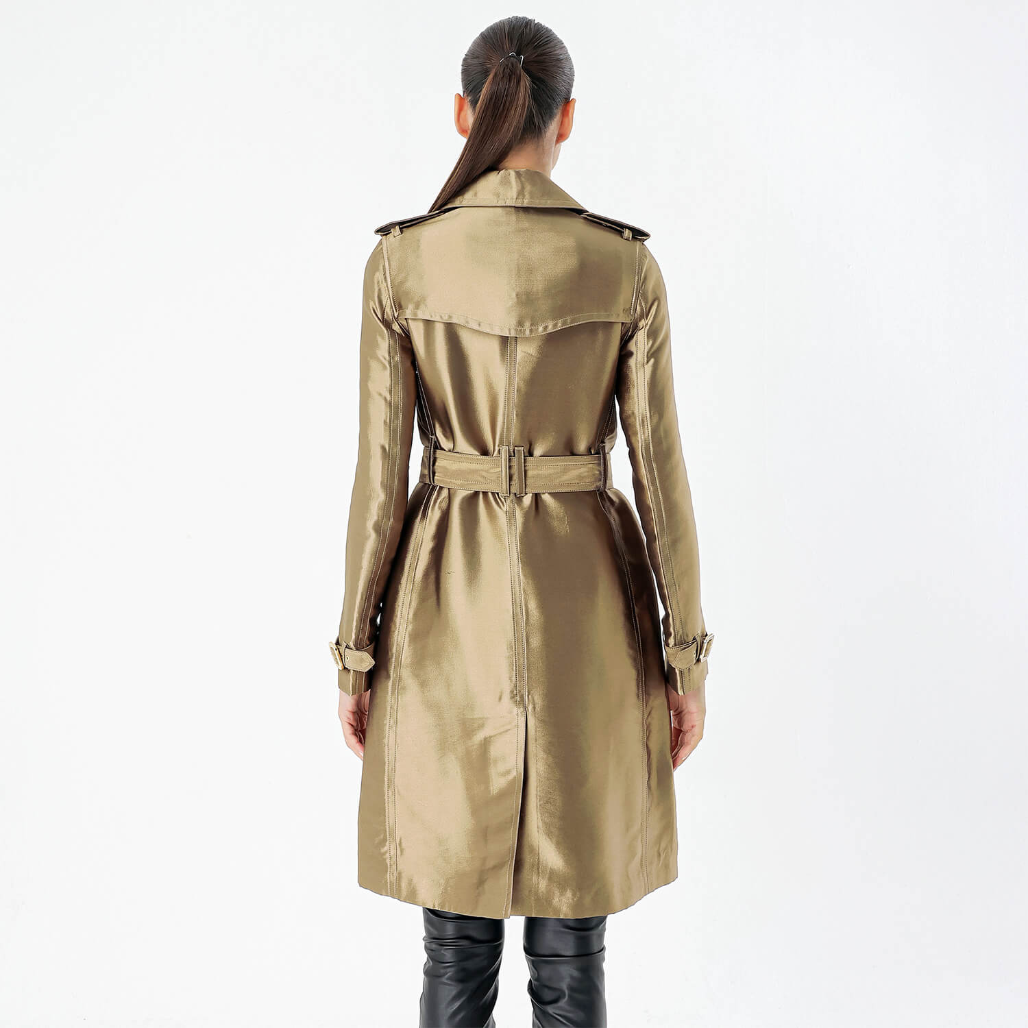 Burberry  - Bronze Shiny Cotton Double Breasted Trenchcoat